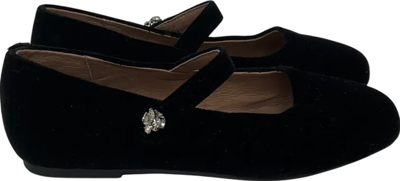 Age of Innocence Black Velvet Pumps With Dimante Detail UK 12.5 EU 31 