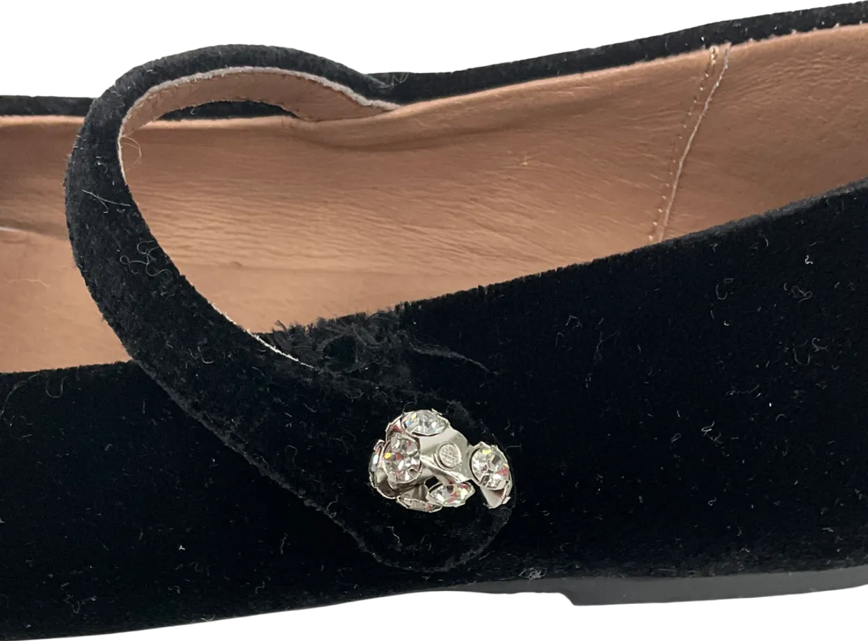 Age of Innocence Black Velvet Pumps With Dimante Detail UK 12.5 EU 31 