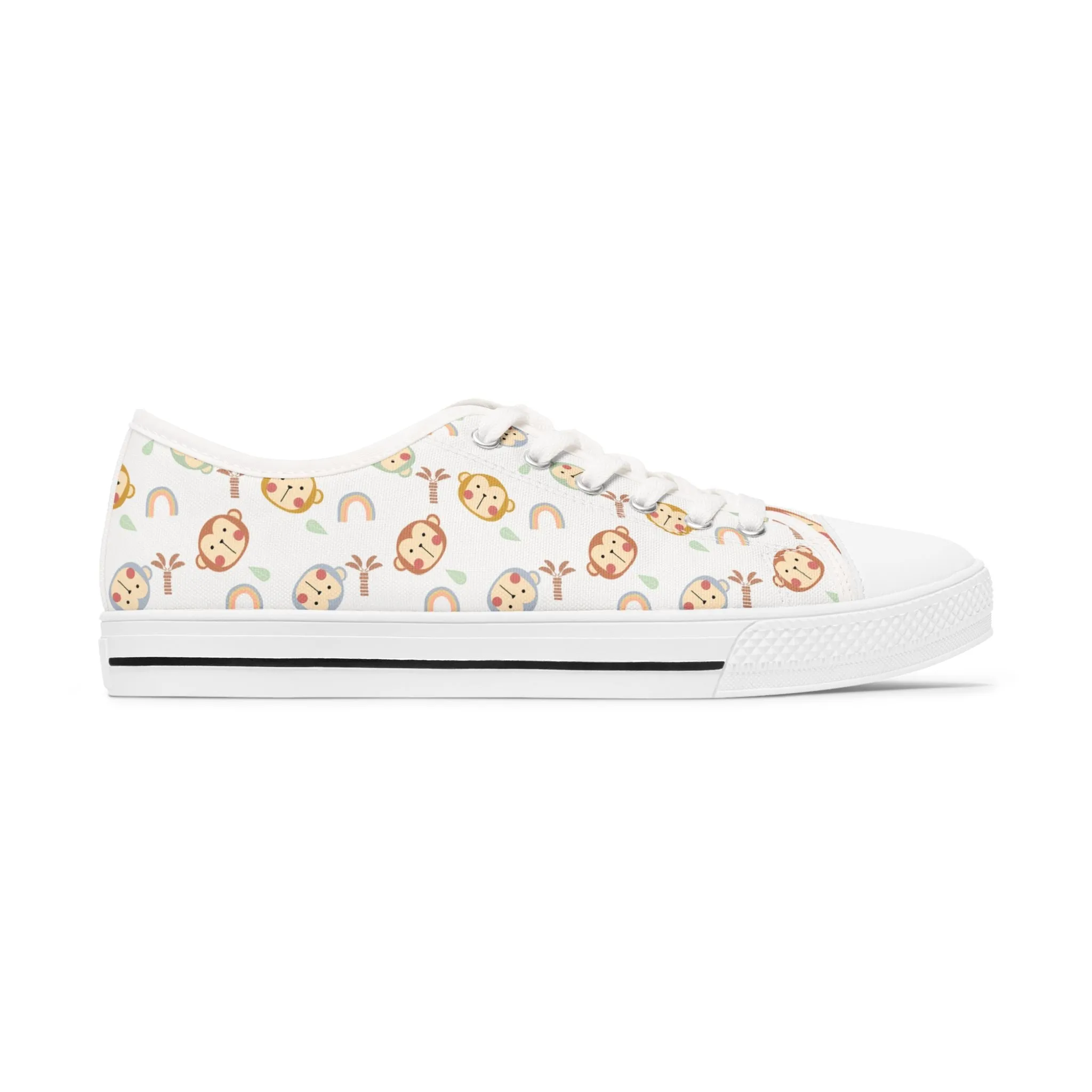 Baby Monkey and Rainbow Women's Low Top Sneakers