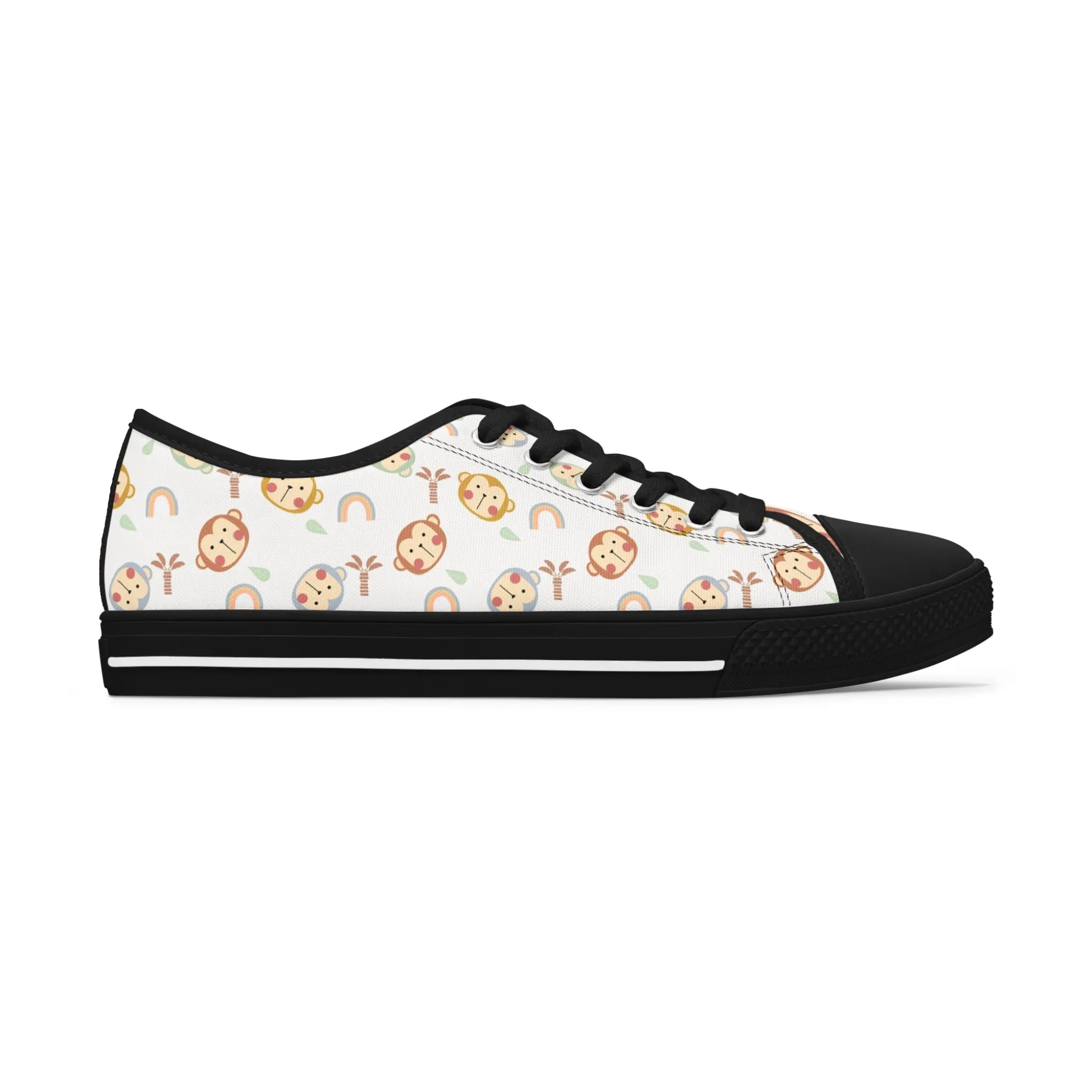 Baby Monkey and Rainbow Women's Low Top Sneakers