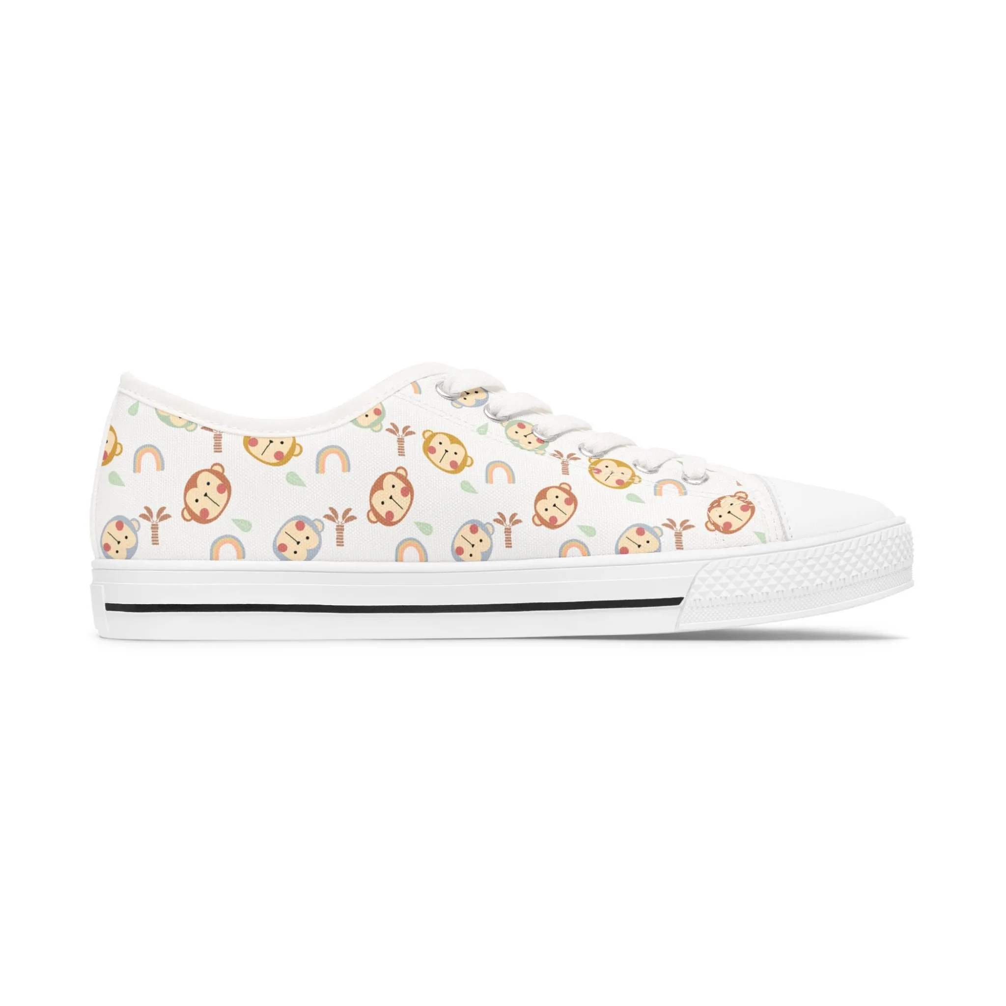 Baby Monkey and Rainbow Women's Low Top Sneakers