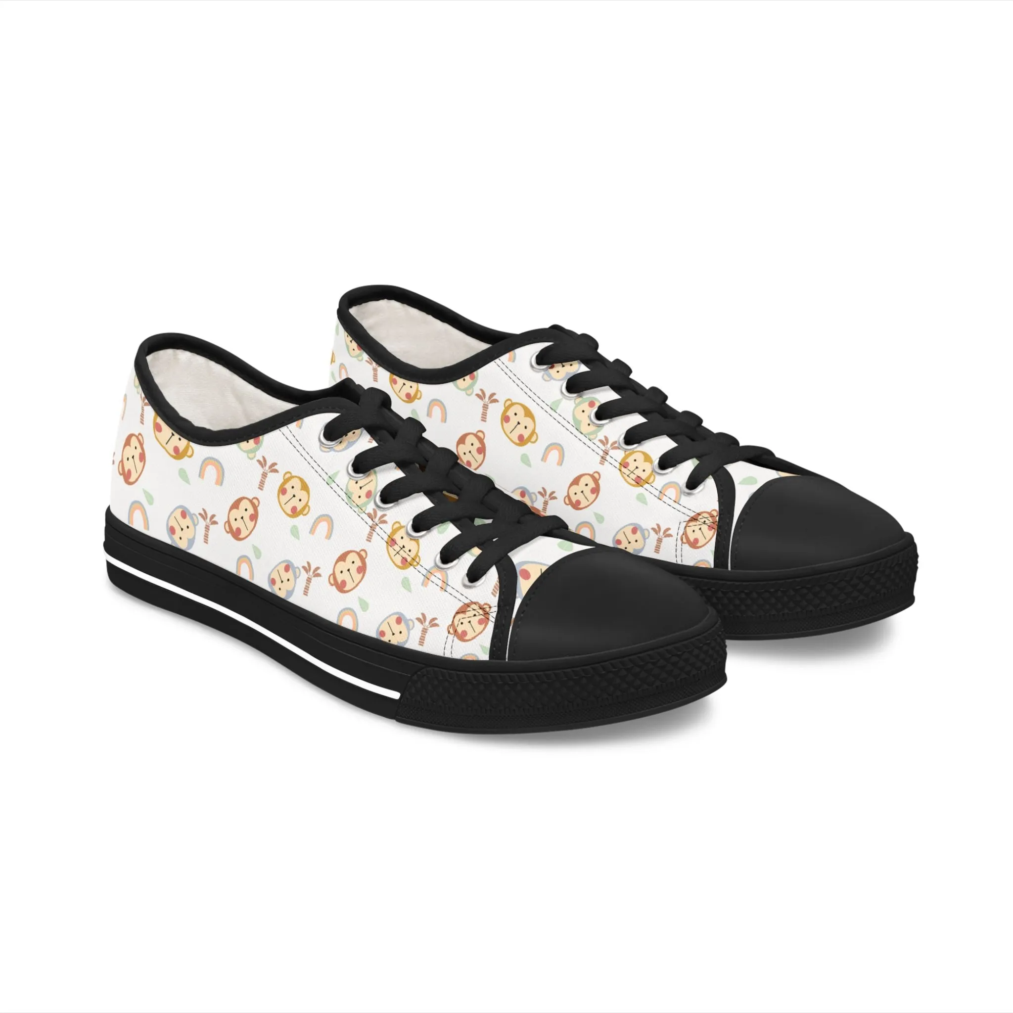Baby Monkey and Rainbow Women's Low Top Sneakers