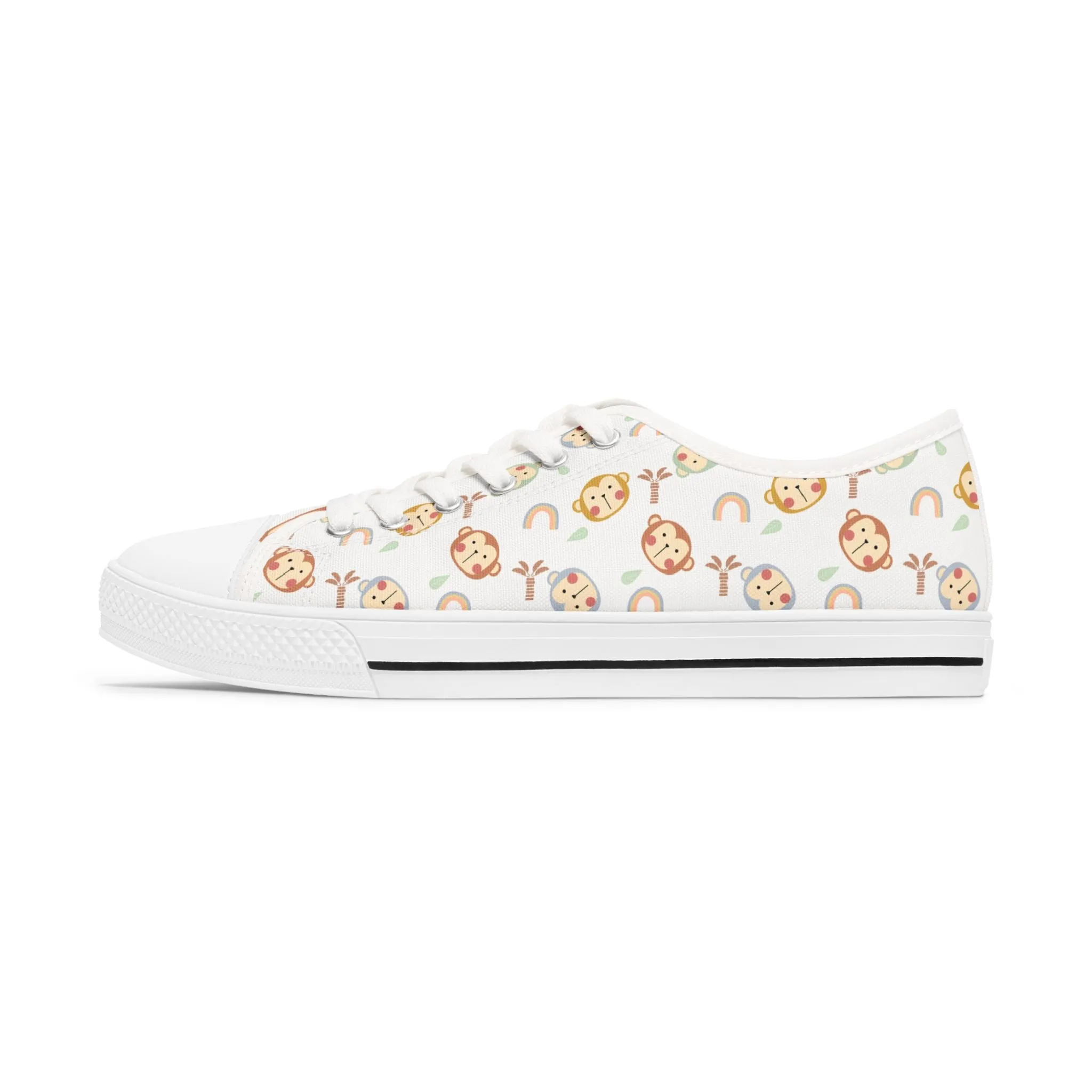 Baby Monkey and Rainbow Women's Low Top Sneakers