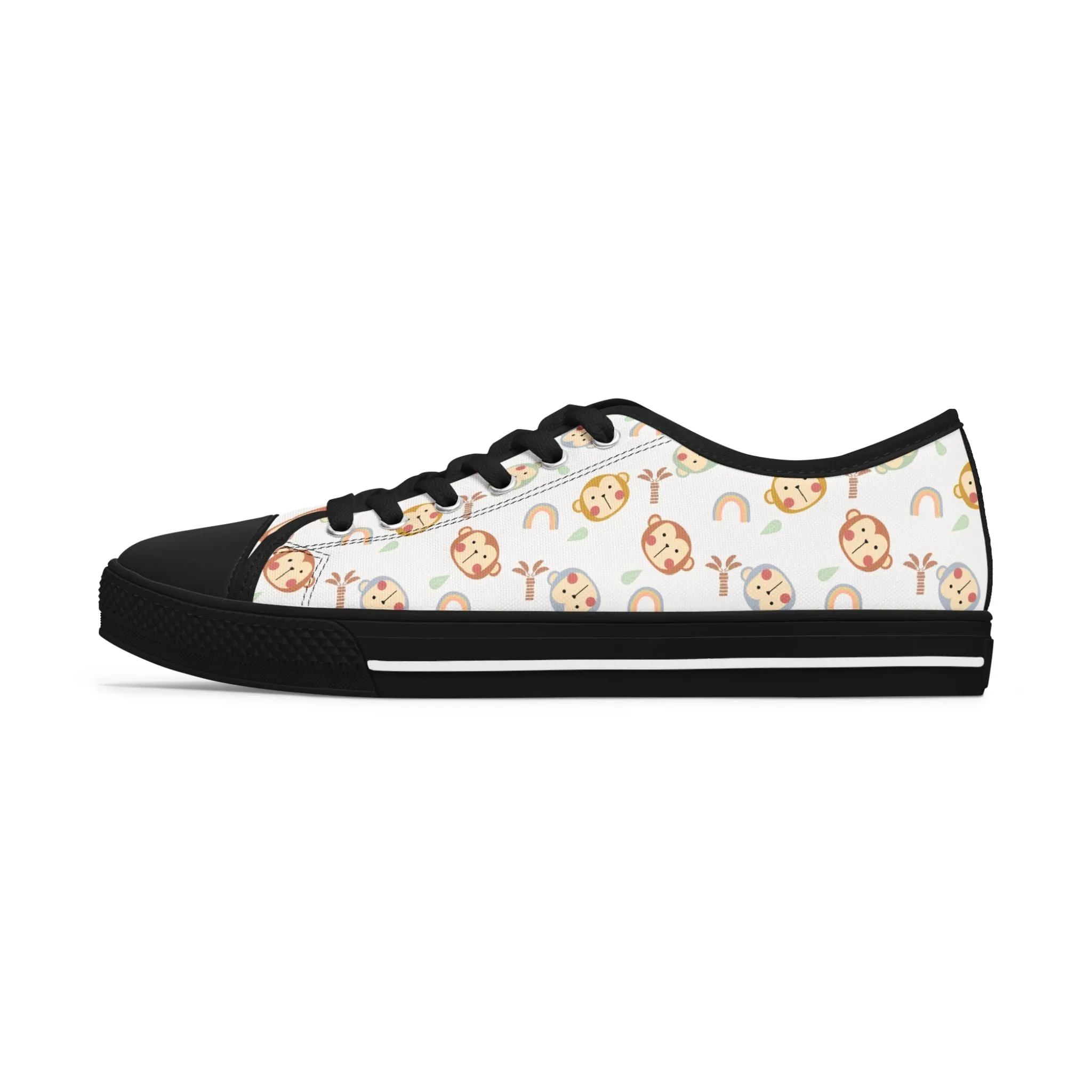 Baby Monkey and Rainbow Women's Low Top Sneakers