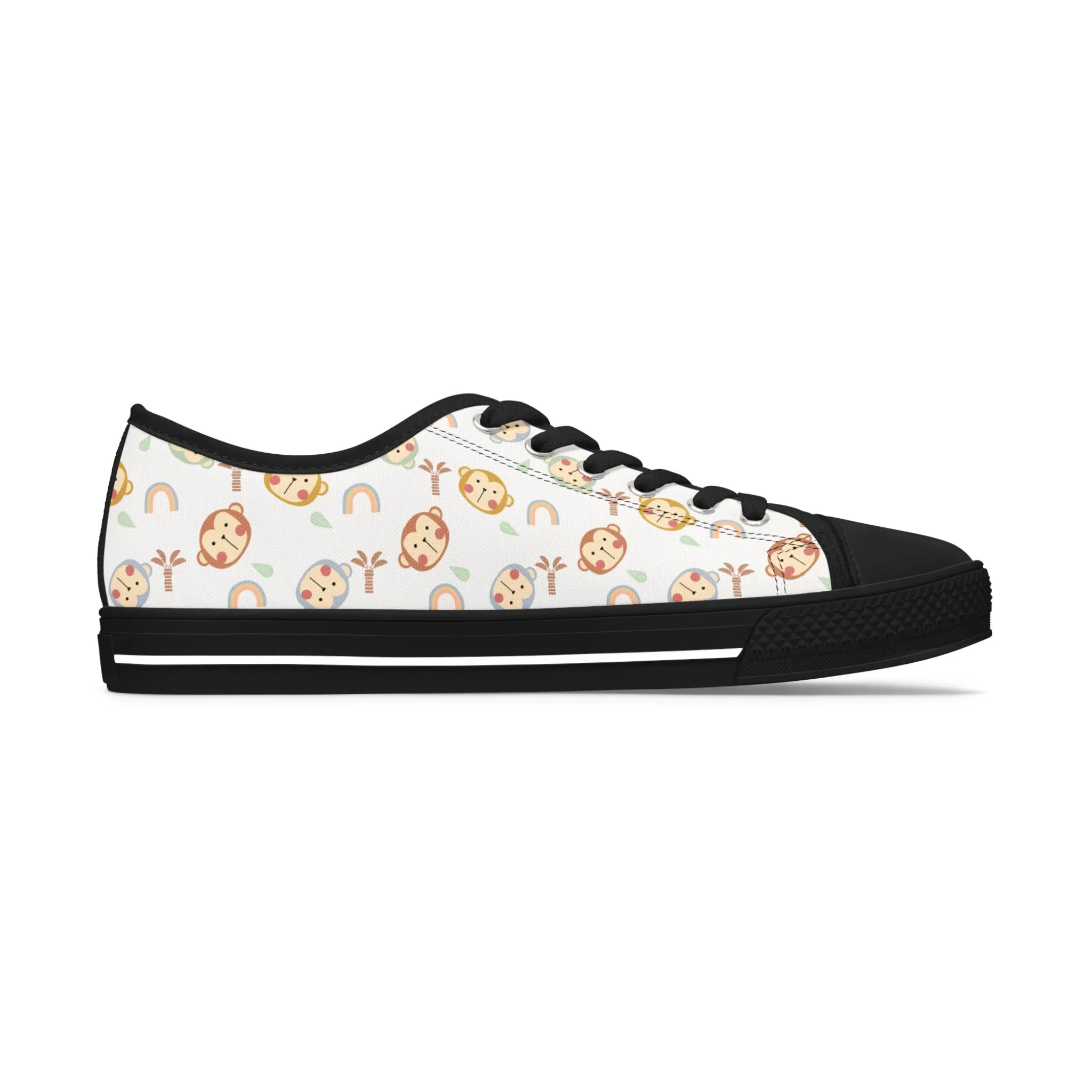 Baby Monkey and Rainbow Women's Low Top Sneakers