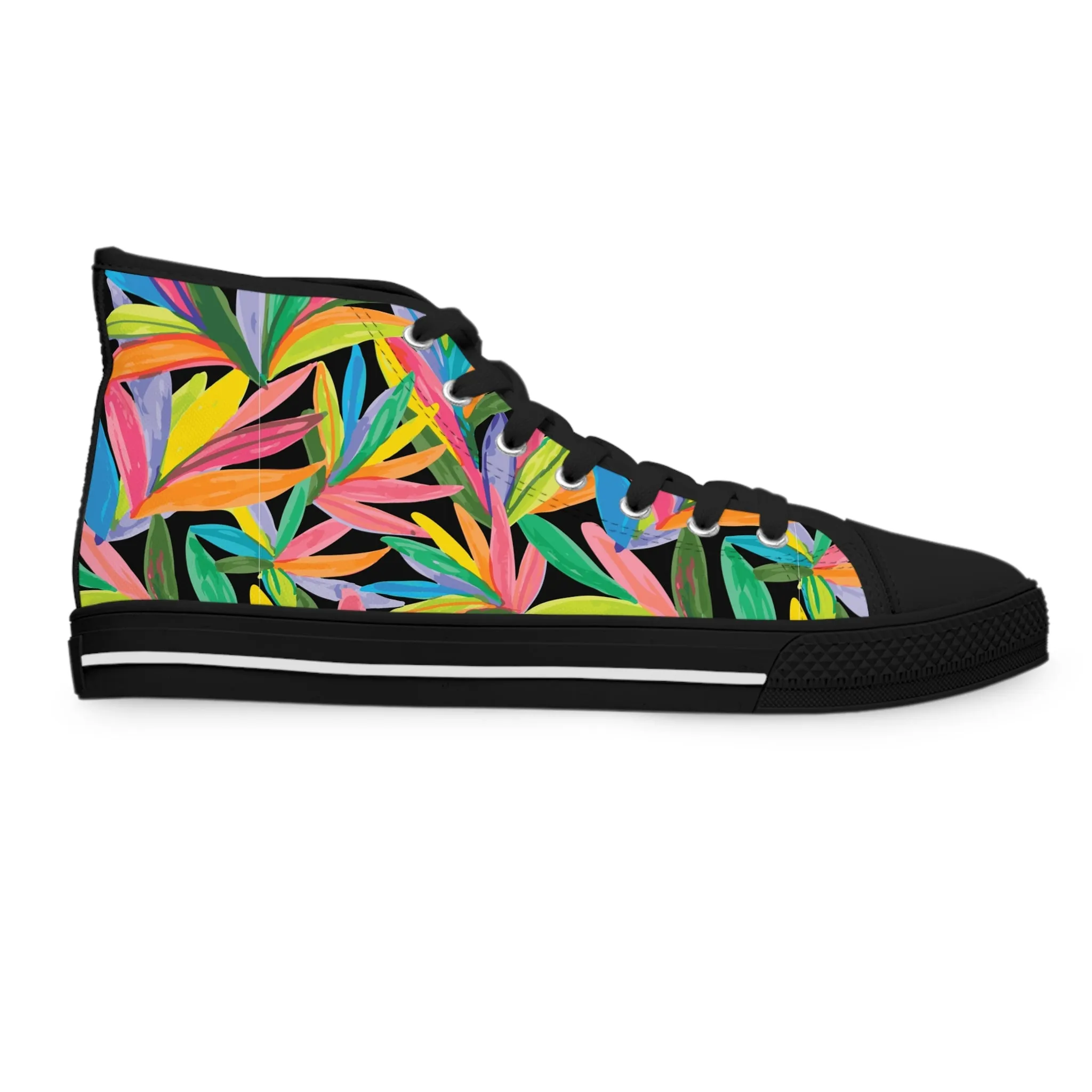 Colorful Tropical Leaves Women's High Top Sneakers