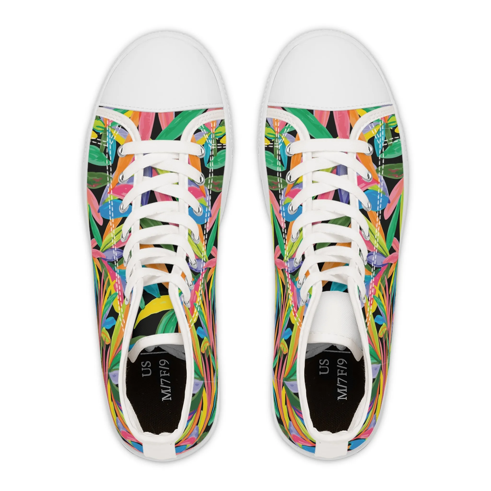 Colorful Tropical Leaves Women's High Top Sneakers