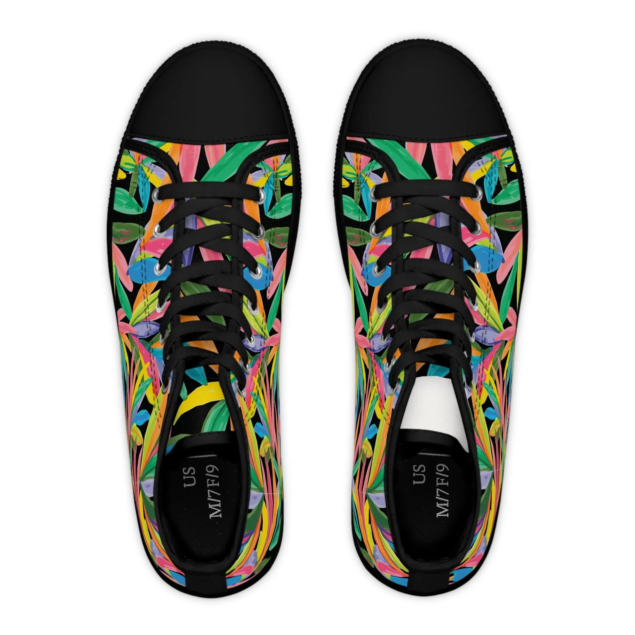 Colorful Tropical Leaves Women's High Top Sneakers