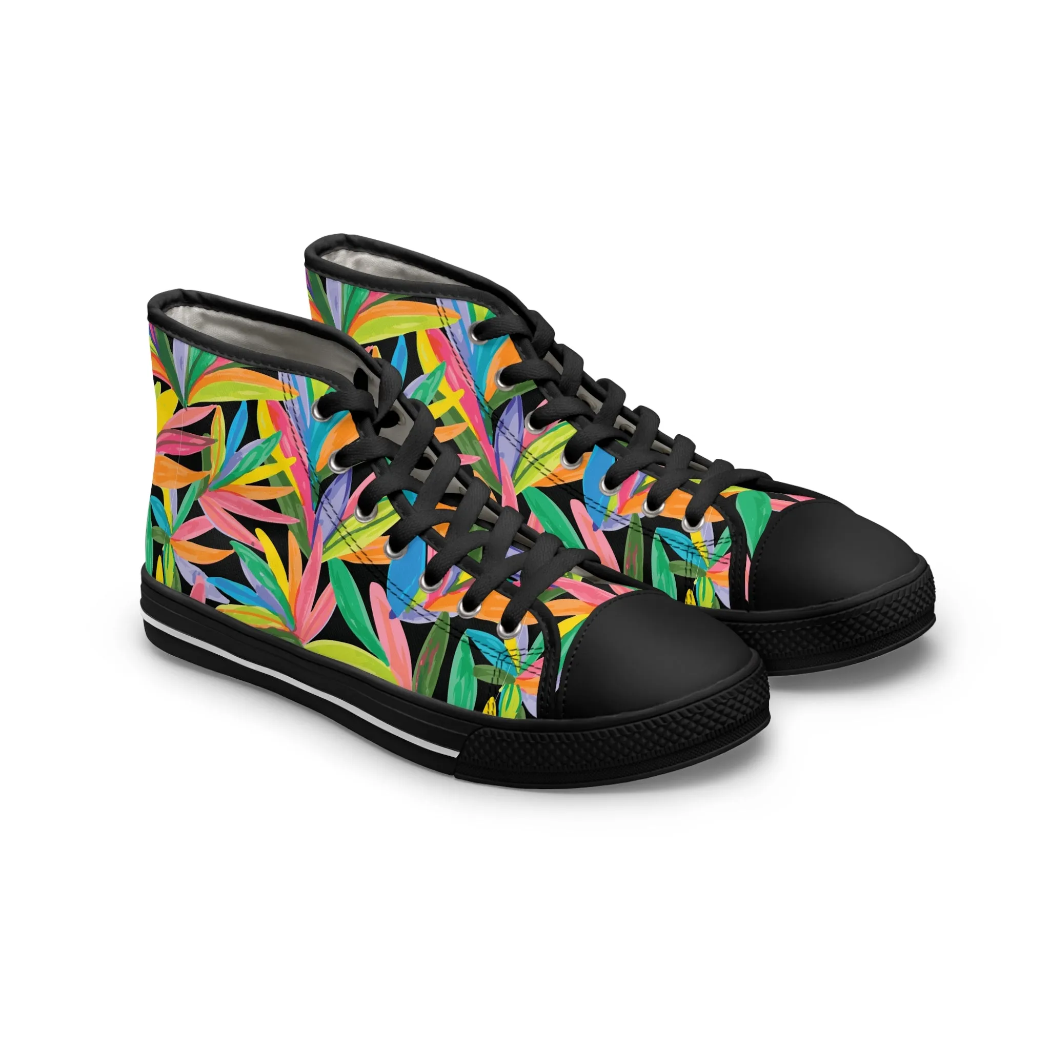 Colorful Tropical Leaves Women's High Top Sneakers