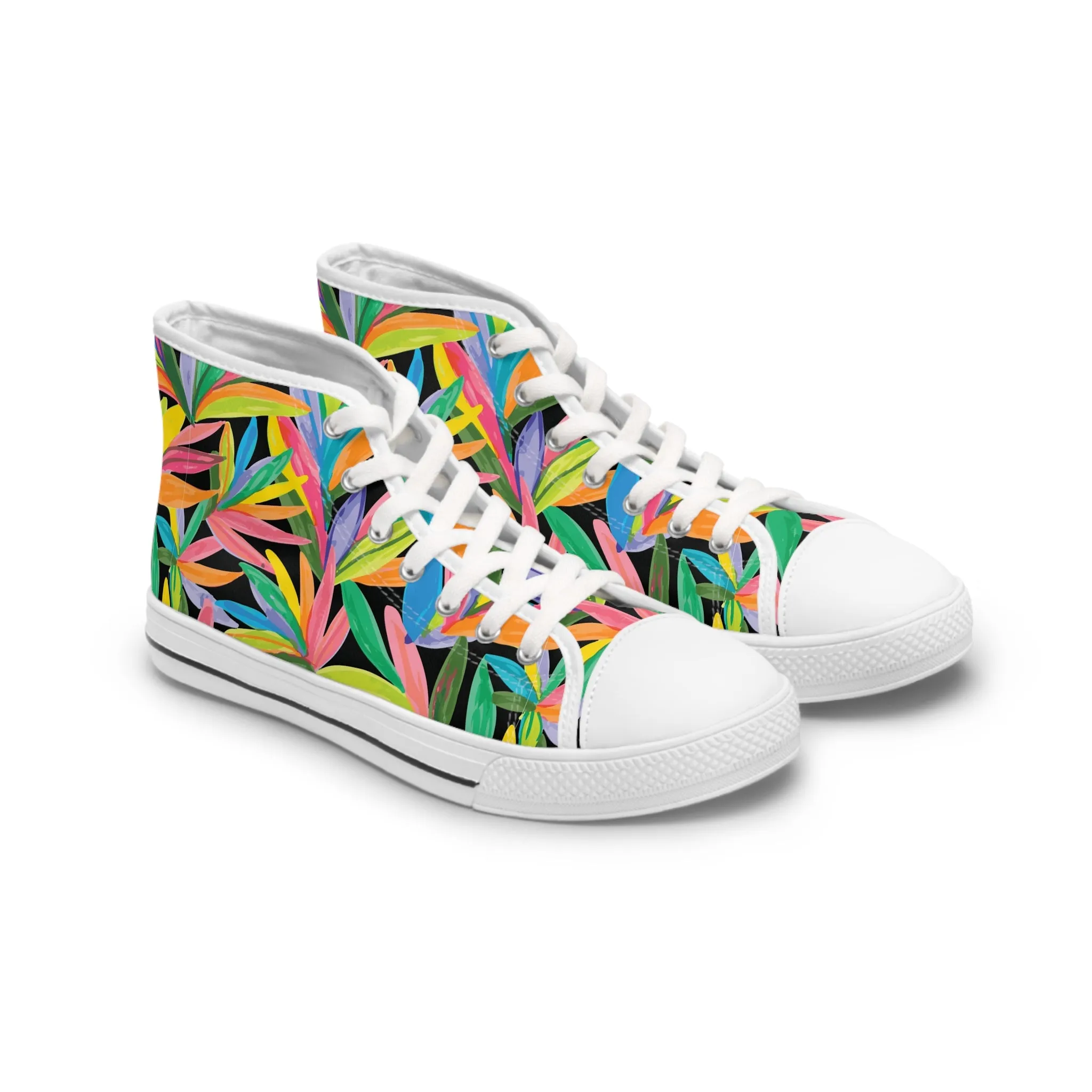 Colorful Tropical Leaves Women's High Top Sneakers