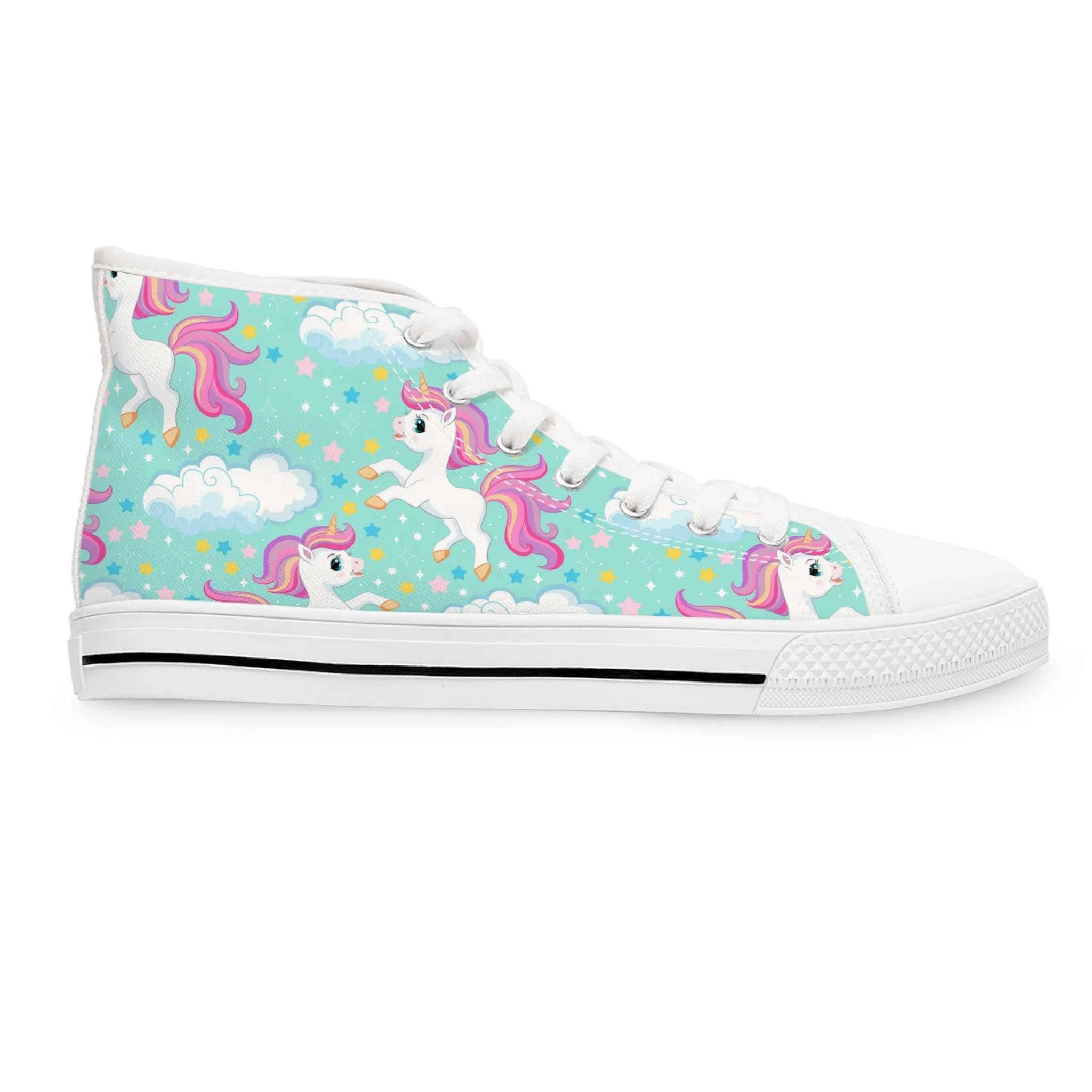 Cute Rainbow Unicorn Women's High Top Sneakers