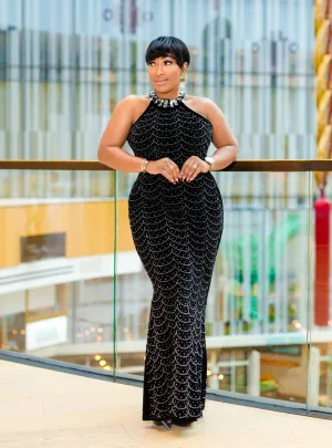 Dazzle Dream Luxe- Rhinestone VELVET Dress (New)