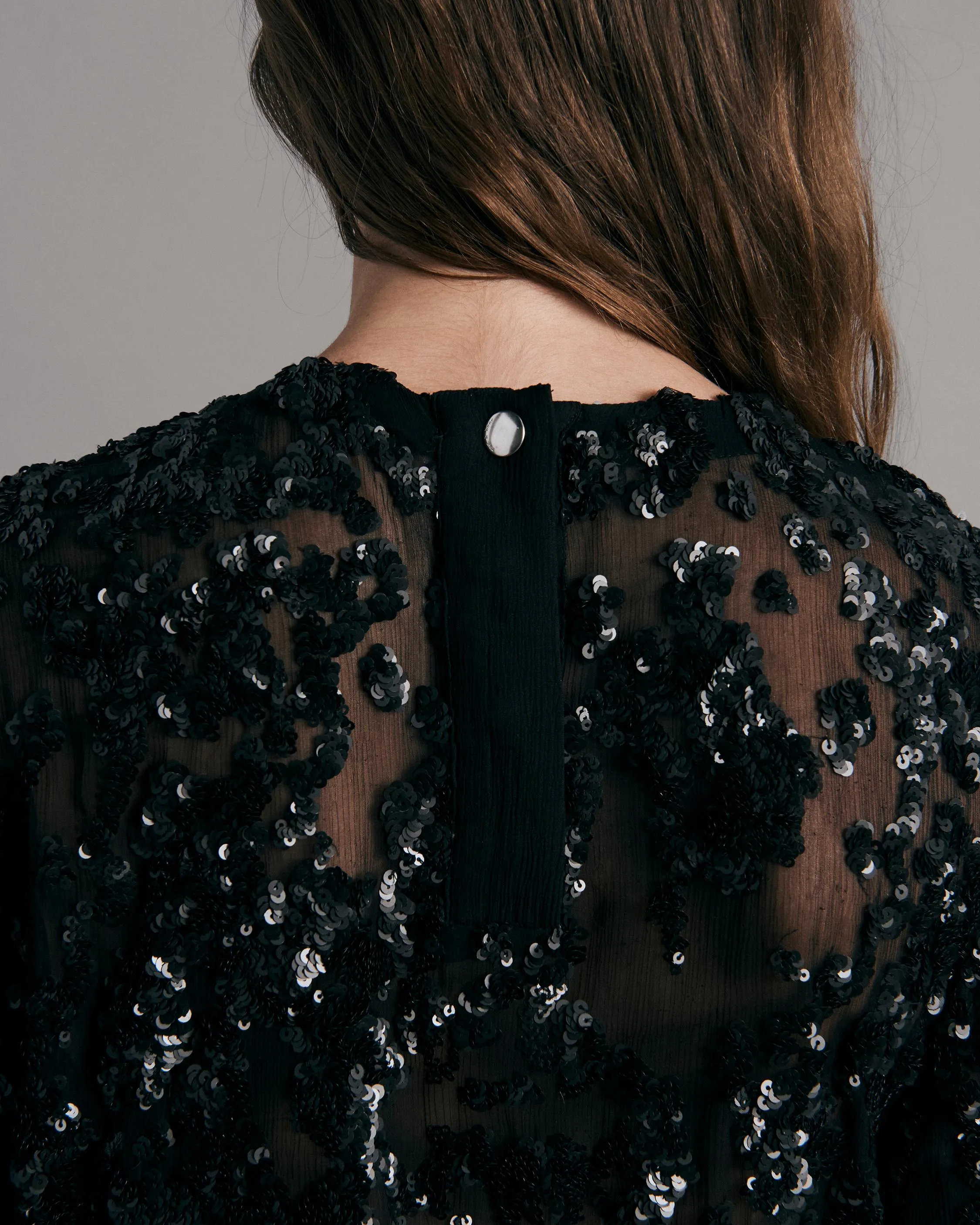 Gia Cropped Sequin Top Black