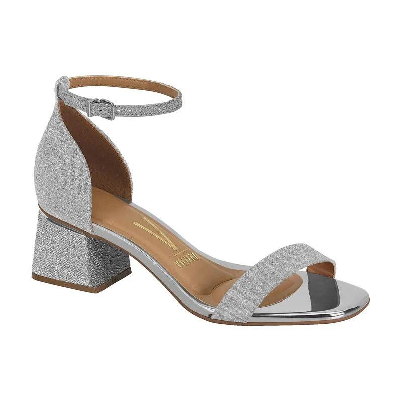Glitter Silver Low Block Heels