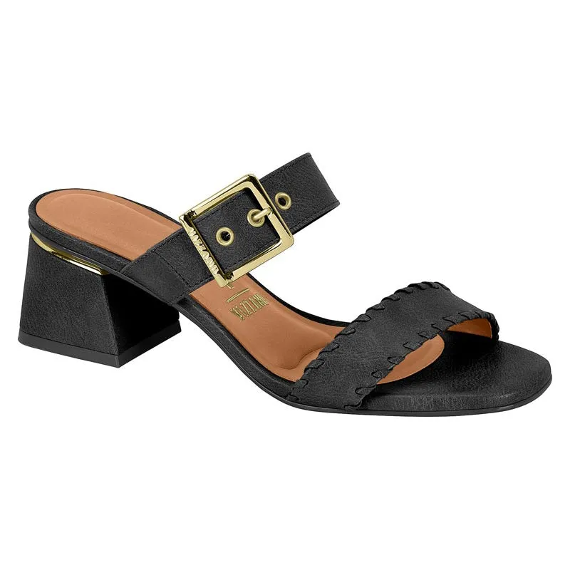 Gold Detail Black Block Heels