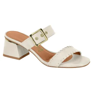 Gold Detail Creme Block Heels