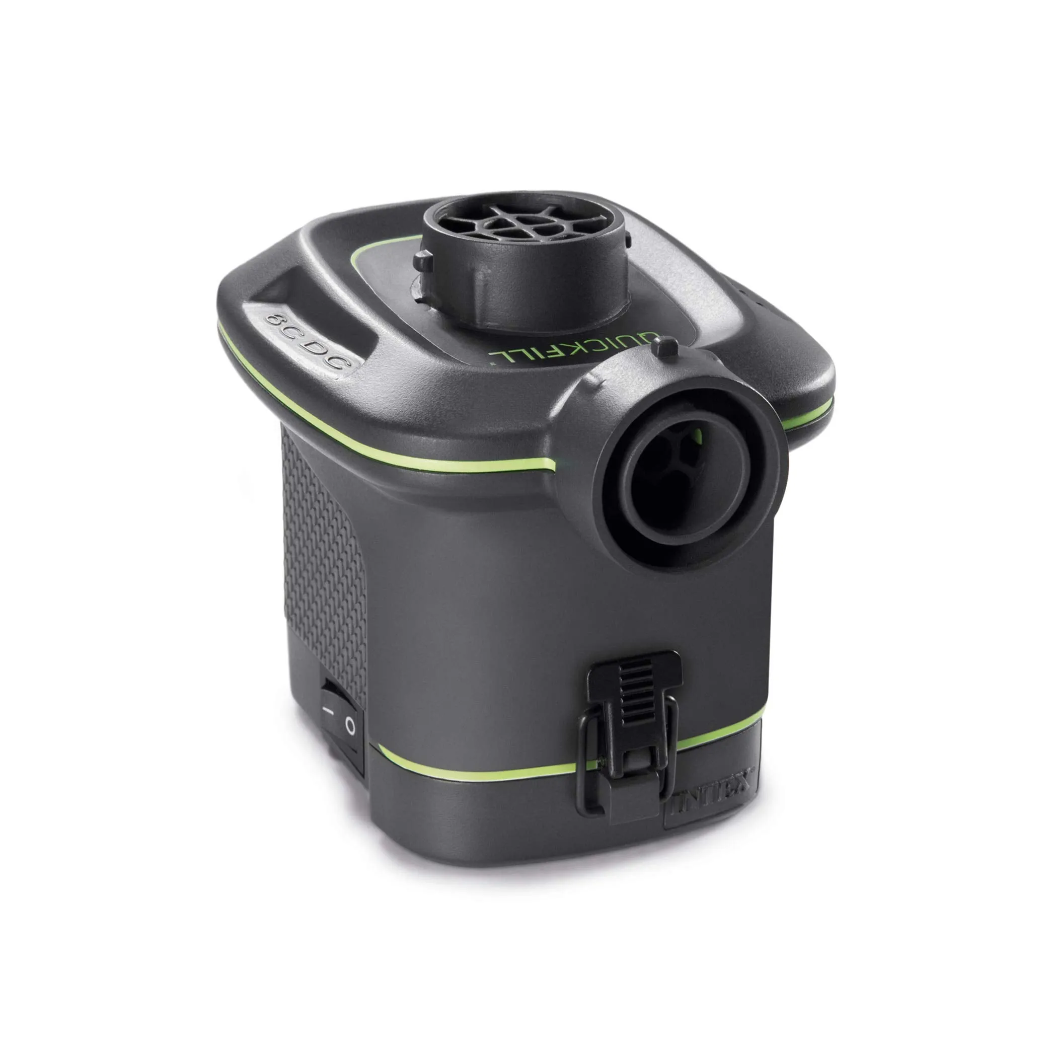 INTEX 66638E QuickFill Battery Pump: Inflates and Deflates Air Mattresses, Kayaks, Boats  Includes 3 Interrconnecting Nozzles  Sleek and Compact Design  420 L/Min Air Flow  Indoor and Outdoor Use