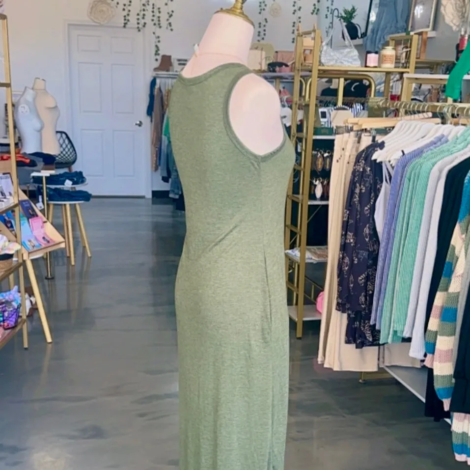Jessica Curved Hem Maxi Dress (Green)