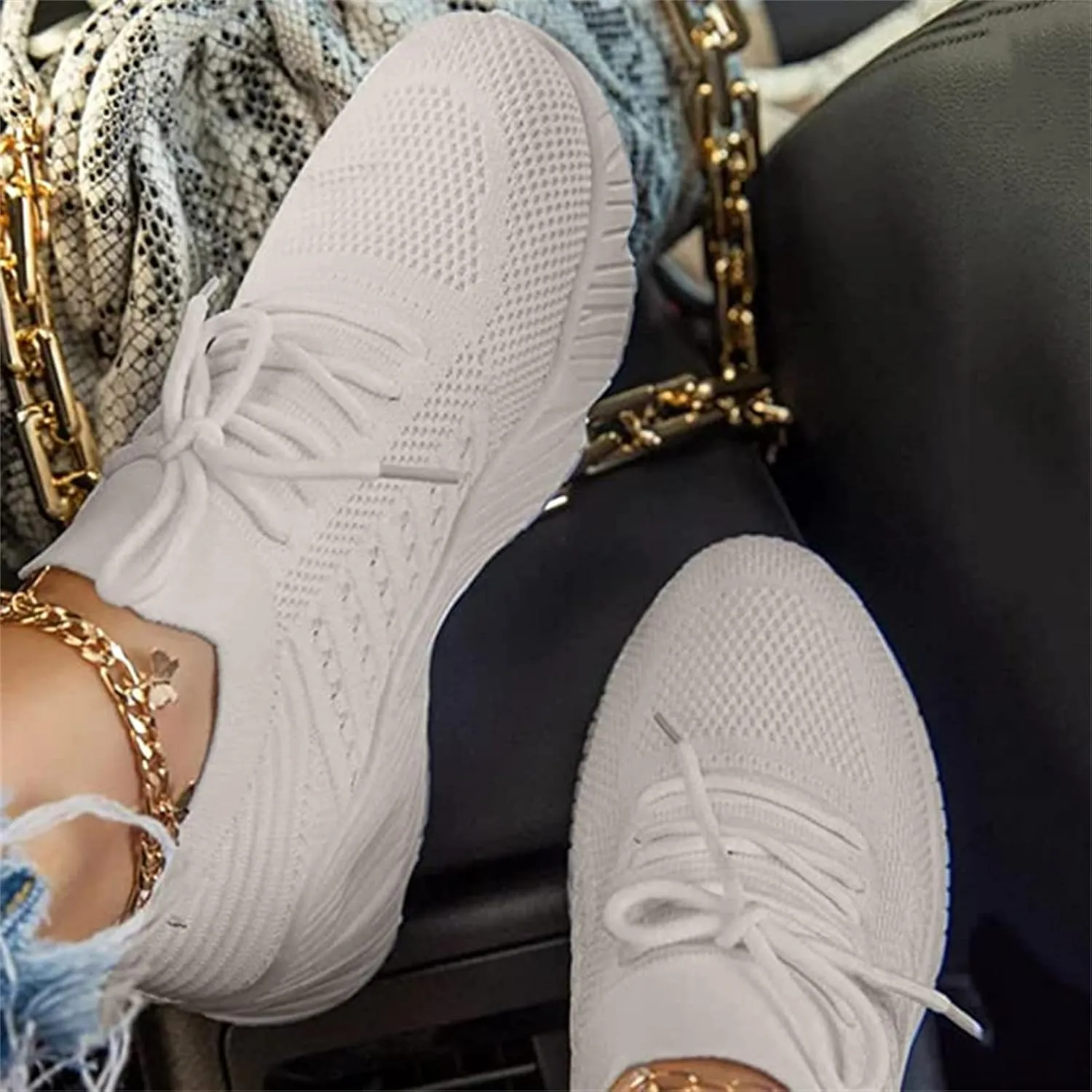 Ladmiple Sneakers For Women Trendy 2025 Slip On Running Shoes Lightweight Gym Workout Walking Tennis Shoes Fashion Sneakers