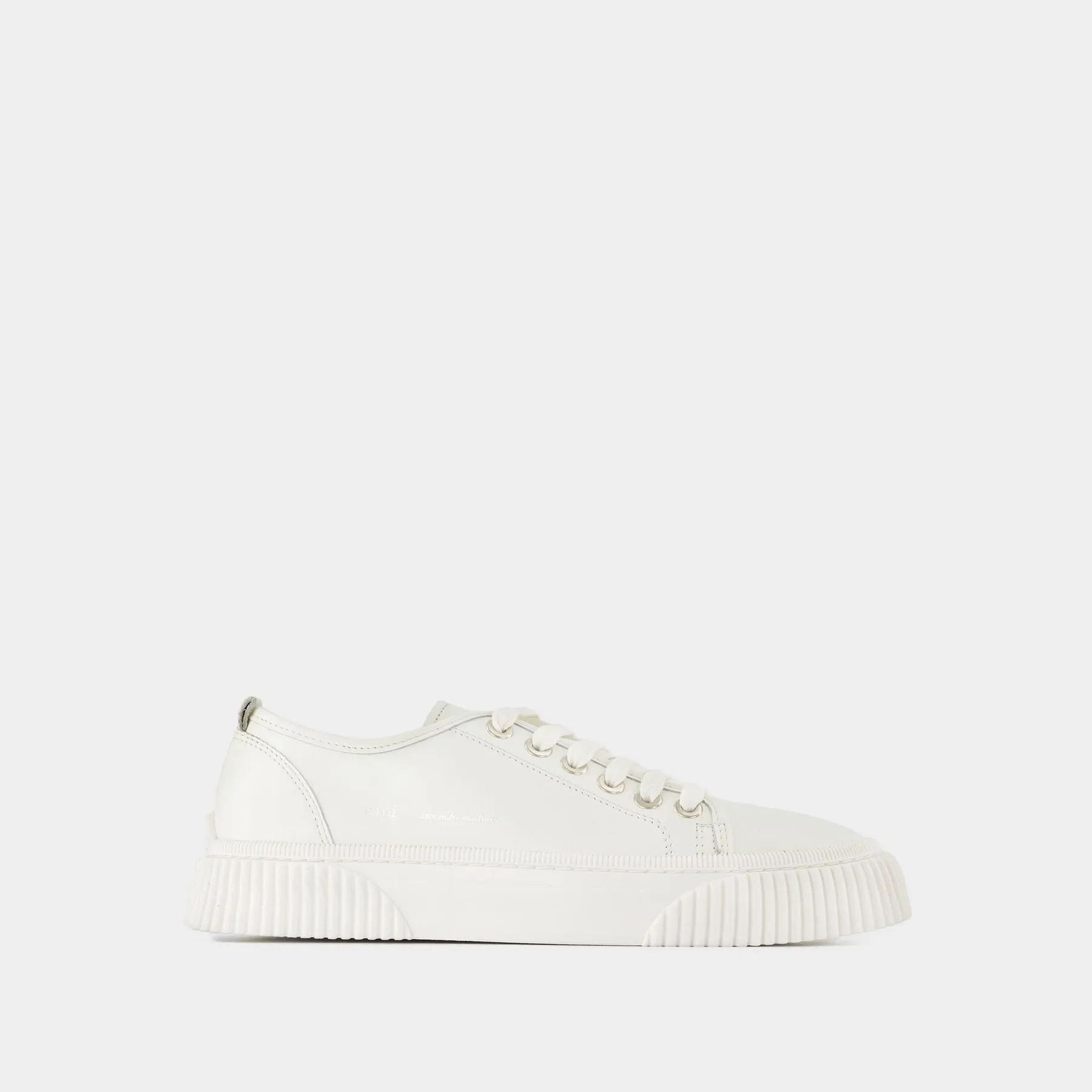 Low-Top Logo Sneakers in White Leather