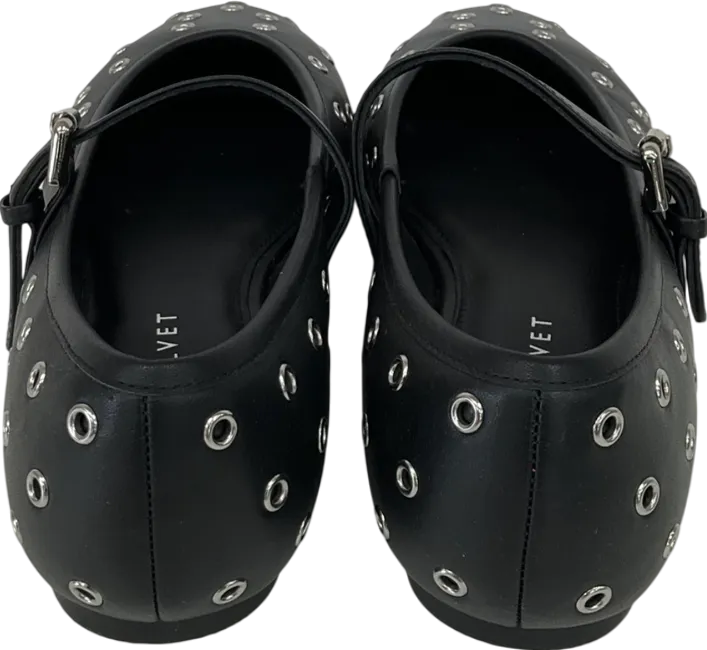 Mint Velvet Black Leather Eyelet Pumps UK 7 EU 40 