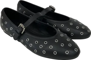 Mint Velvet Black Leather Eyelet Pumps UK 7 EU 40 