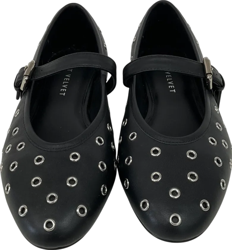 Mint Velvet Black Leather Eyelet Pumps UK 7 EU 40 