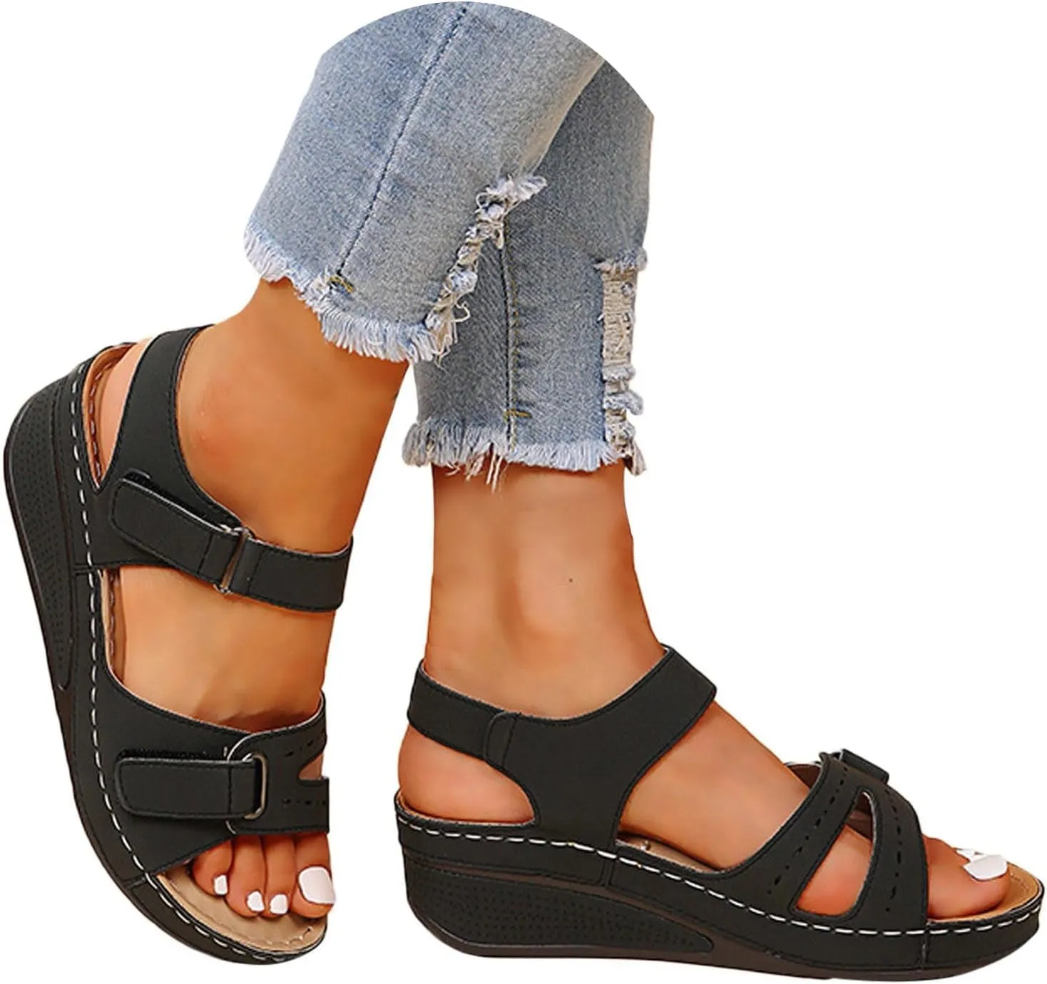Sandals for Women 2024 Summer Waterproof Hiking Womens Sandals Comfortable Walking Athletic Outdoor Beach Sandals