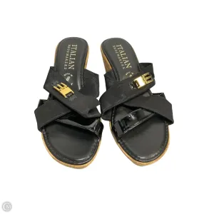 Sandals Heels Block By Italian Shoemakers In Black, Size: 7.5