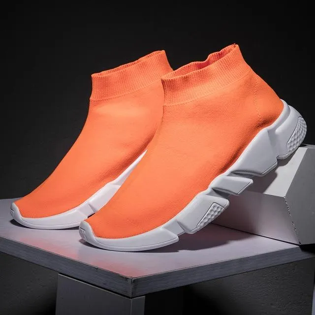SHANTA Women Sock Boots 2019 New Stretch Fabric Shoes Slip On Over the Knee Boots Women Pumps Boots For Womens