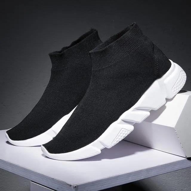 SHANTA Women Sock Boots 2019 New Stretch Fabric Shoes Slip On Over the Knee Boots Women Pumps Boots For Womens