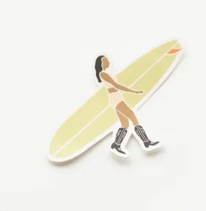 Surf Cowgirl Sticker - Green