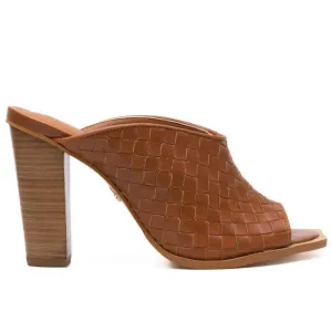 Tan Slide Block Heels