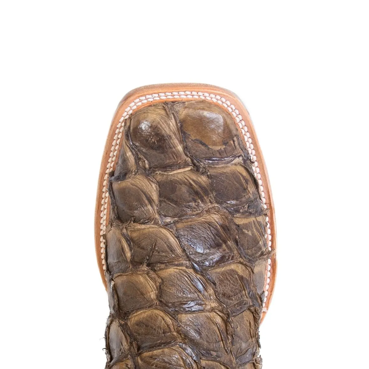 Tanner Mark Men's Genuine Monster Fish Square Toe Boots Brown TMX201326